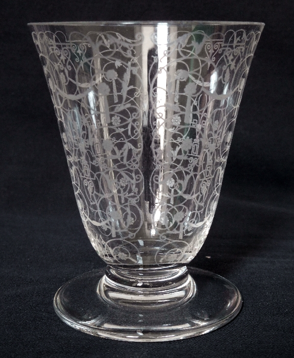 Baccarat crystal wine or port glass, Michelangelo pattern - 8cm - signed