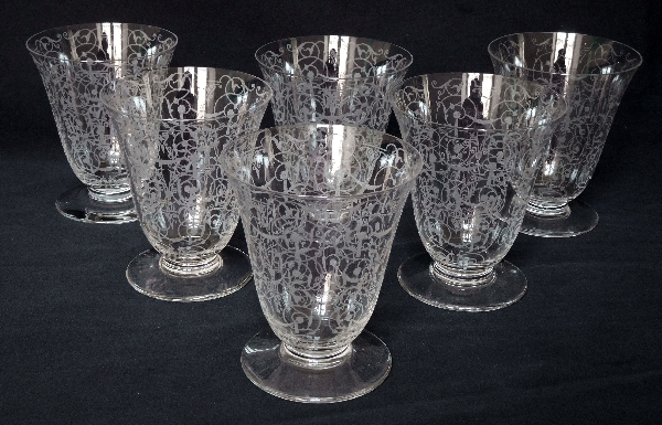Baccarat crystal water glass, Michelangelo pattern - 10cm - signed