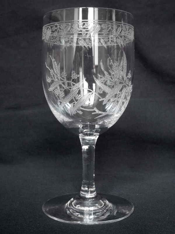 Baccarat crystal water glass, Mimosas pattern - 16cm