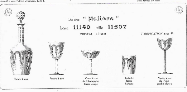 Verre à eau en cristal de Baccarat, modèle Molière, 16,8cm