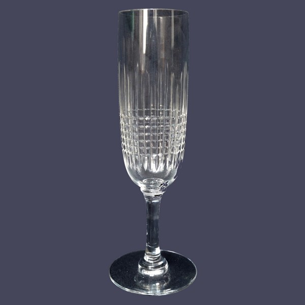 Baccarat crystal champagne flute, Nancy pattern - signed