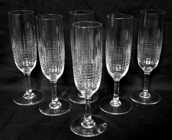 Flûte à champagne en cristal de Baccarat, modèle Nancy