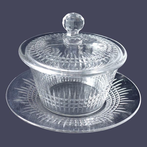 Baccarat crystal butter dish, Nancy pattern