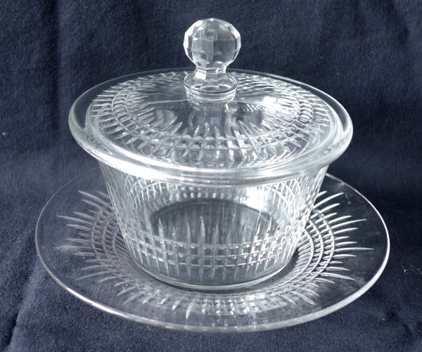 Baccarat crystal butter dish, Nancy pattern