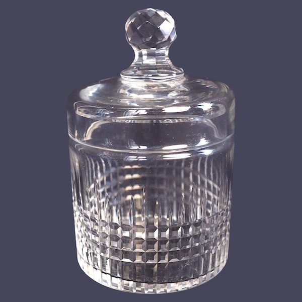 Baccarat crystal sugar pot or box, Nancy pattern