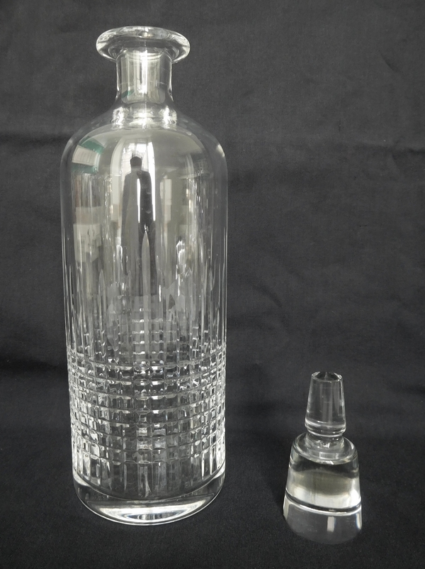 Baccarat crystal whisky decanter / bottle, Nancy pattern - signed