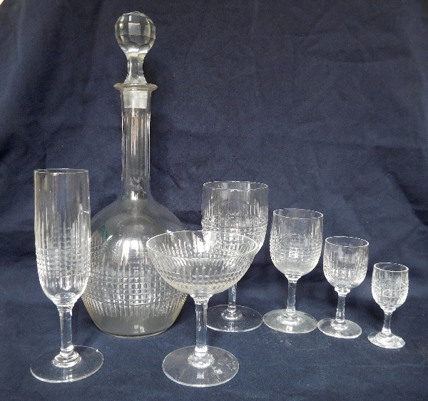 Baccarat crystal tall decanter, Nancy pattern