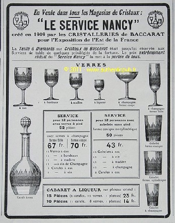 Gobelet / verre à bière en cristal de Baccarat, modèle Nancy - 10,6cm - signé