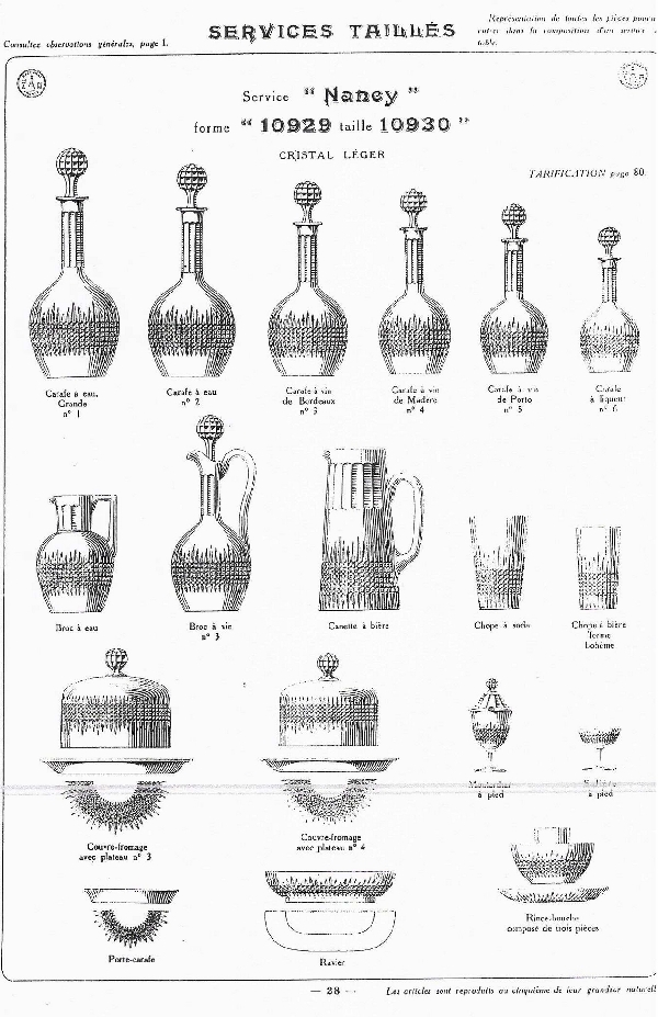 Seau à glace / glaçons en cristal de Baccarat taillé, modèle Nancy forme évasée - signé