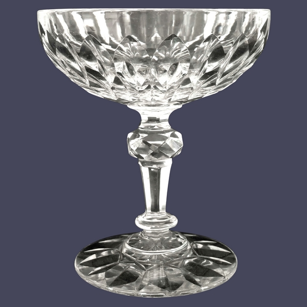 Baccarat crystal champagne glass, Nimes pattern (Juvisy variant)