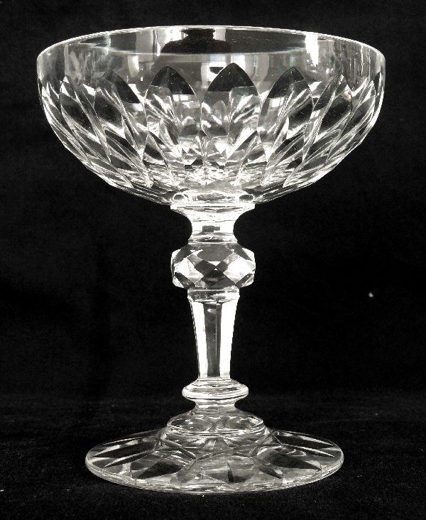 Baccarat crystal champagne glass, Nimes pattern (Juvisy variant)