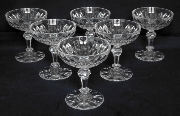 Baccarat crystal champagne glass, Nimes pattern (Juvisy variant)