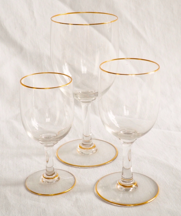 Baccarat crystal port glass, Perfection pattern enhanced with fine gold.