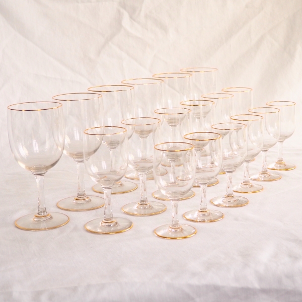 Baccarat crystal water glass, Perfection pattern enhanced with fine gold - 15.5cm