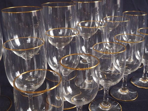 Baccarat crystal port glass, Perfection pattern enhanced with fine gold.