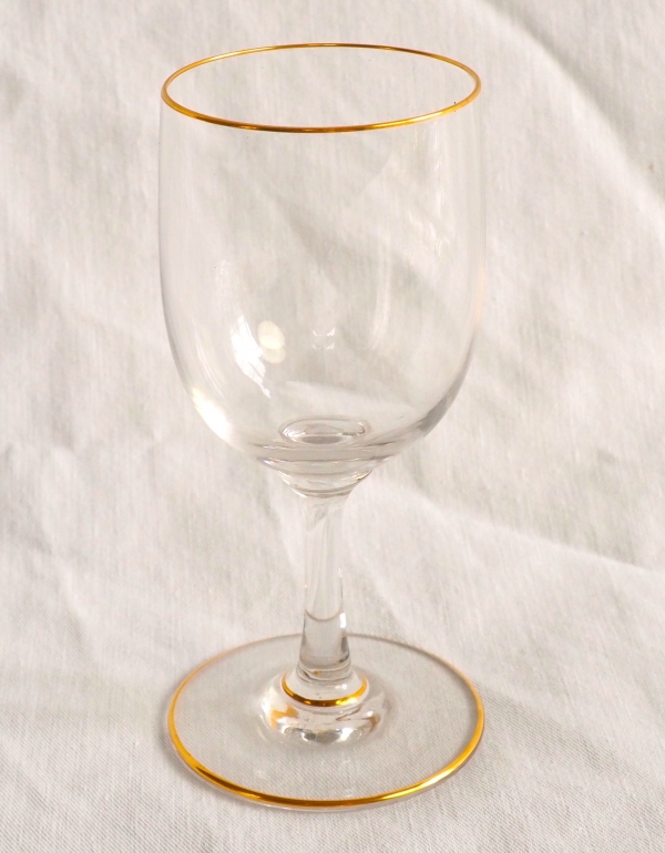 Baccarat crystal port glass, Perfection pattern enhanced with fine gold.