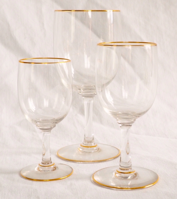 Baccarat crystal water glass, Perfection pattern enhanced with fine gold - 15.5cm