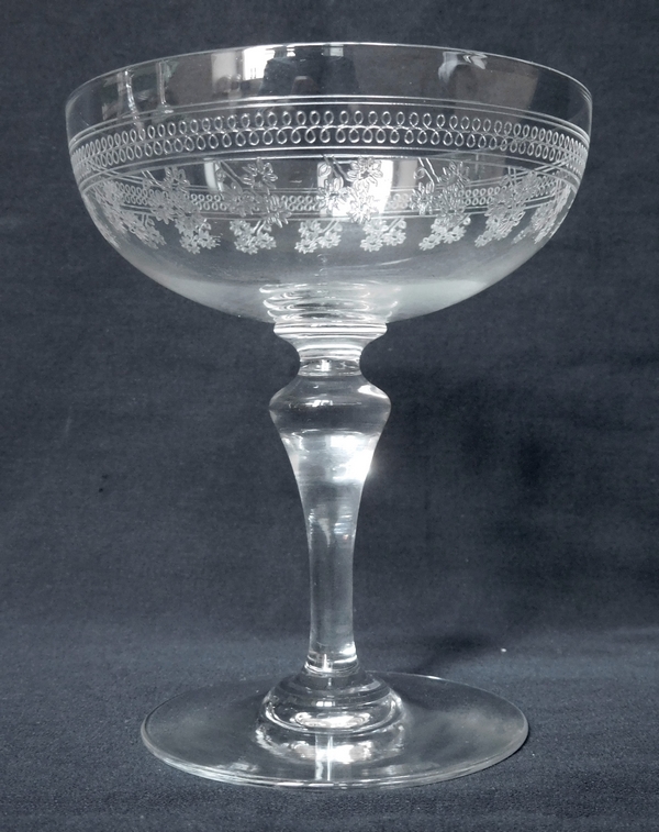 Baccarat crystal champagne glass, Pompadour pattern