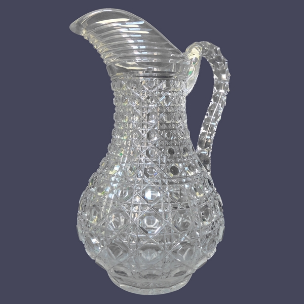 Pichet / broc / carafe à eau en cristal de Baccarat, modèle Pontarlier (Diamants Pierreries)