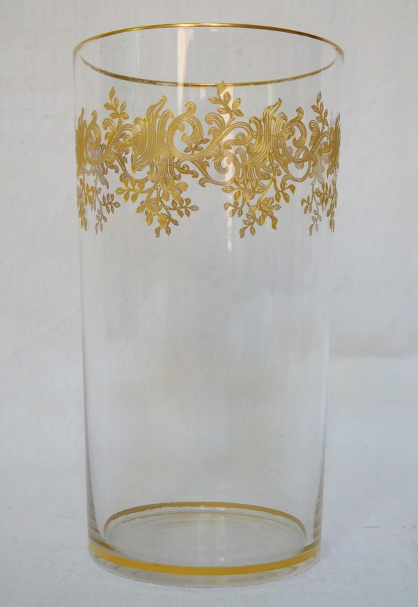 Gobelet à eau ou verre à orangeade en cristal de Baccarat, modèle Sévigné doré / modèle Récamier - 10cm