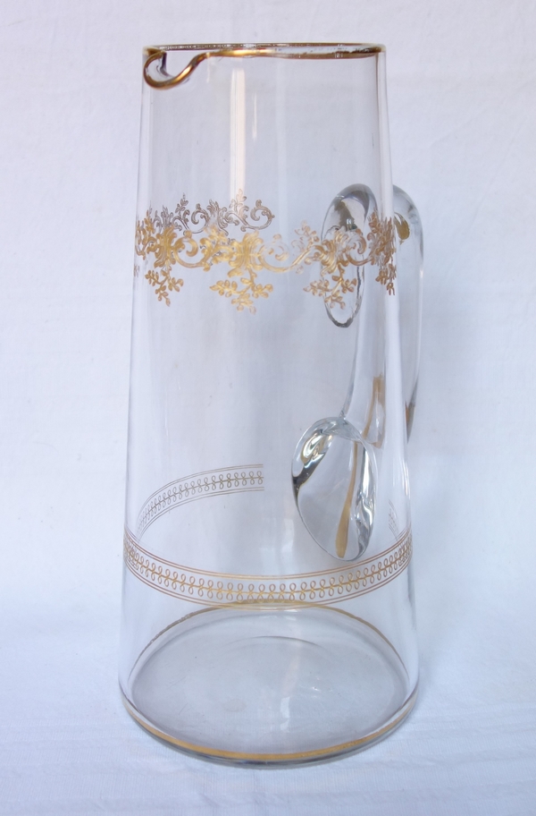 Baccarat crystal orange juice pitcher, Sevigne pattern enhanced with fine gold / Recamier pattern