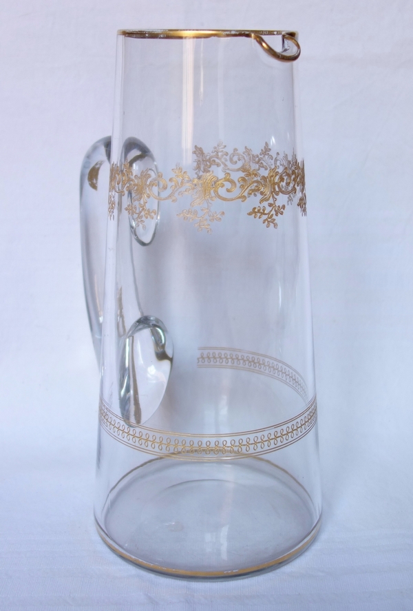 Baccarat crystal orange juice pitcher, Sevigne pattern enhanced with fine gold / Recamier pattern