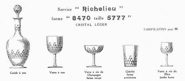 Verre à eau en cristal de Baccarat, modèle Richelieu - 15,4cm