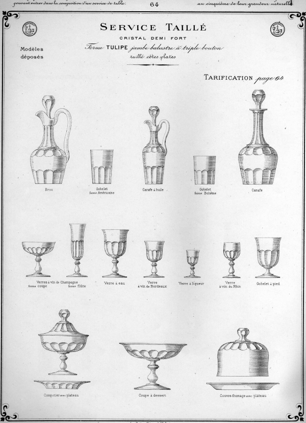 Verre à vin en cristal de Baccarat forme tulipe à pans coupés - 11,6cm