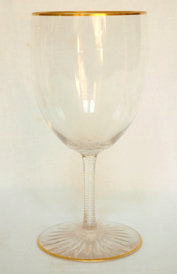 Baccarat crystal wine or port glass, F shape, cut crystal enhanced with fine gold - 10.5cm