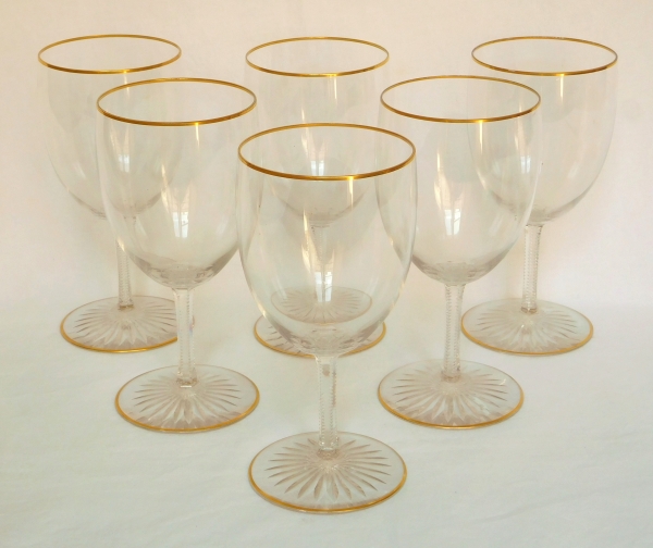 Baccarat crystal wine or port glass, F shape, cut crystal enhanced with fine gold - 10.5cm