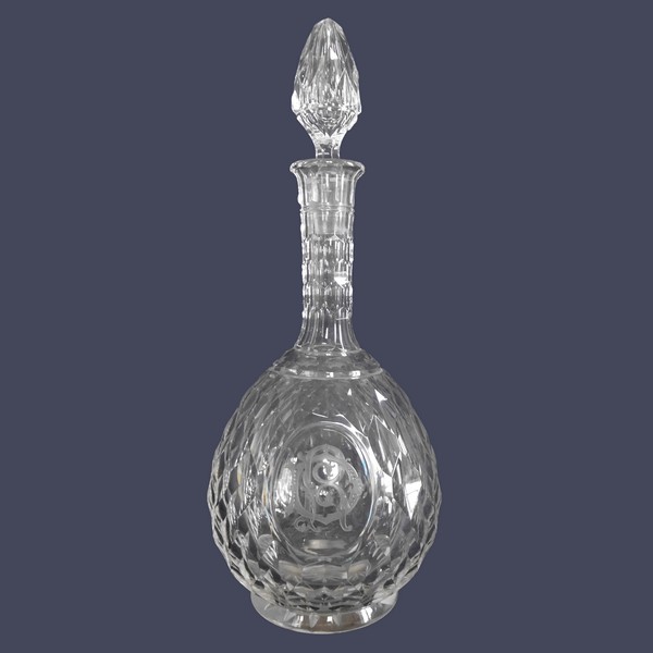 Baccarat crystal wine decanter, Juvisy pattern, DR monogram