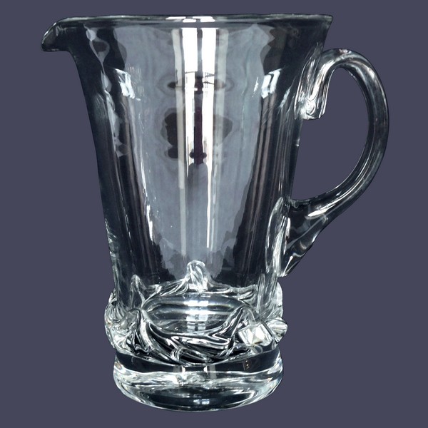 Daum crystal water pitcher, Sorcy pattern - signed