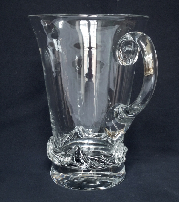 Daum crystal water pitcher, Sorcy pattern - signed