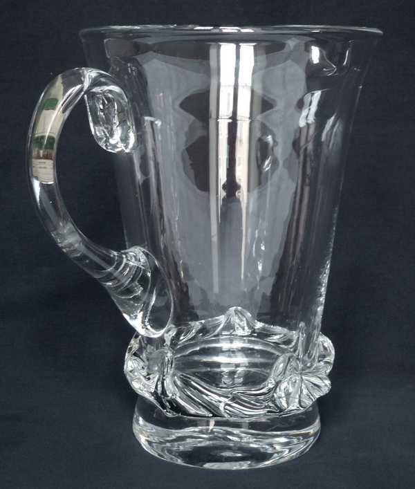 Daum crystal water pitcher, Sorcy pattern - signed