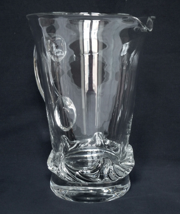 Daum crystal water pitcher, Sorcy pattern - signed