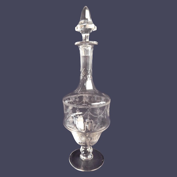 Tall St Louis crystal wine decanter / bottle, Anvers pattern - 36.5cm