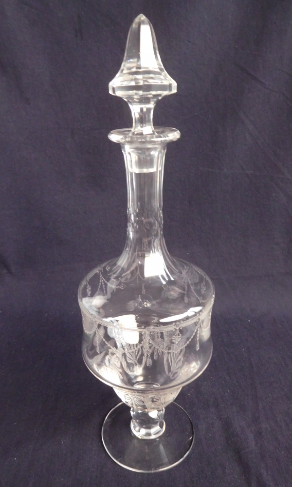 St Louis crystal wine decanter / bottle, Anvers pattern - 34.5cm