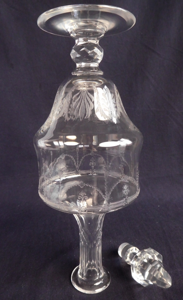 St Louis crystal wine decanter / bottle, Anvers pattern - 34.5cm
