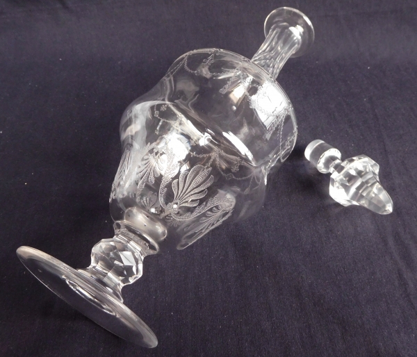 St Louis crystal wine decanter / bottle, Anvers pattern - 34.5cm