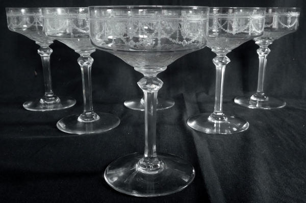 St Louis crystal champagne glass, Anvers pattern