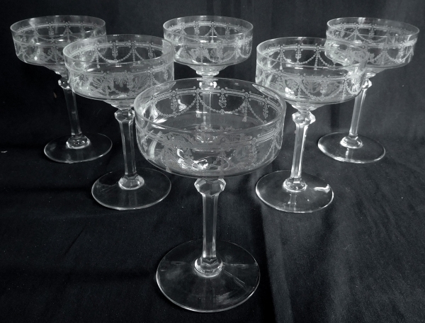 St Louis crystal champagne glass, Anvers pattern