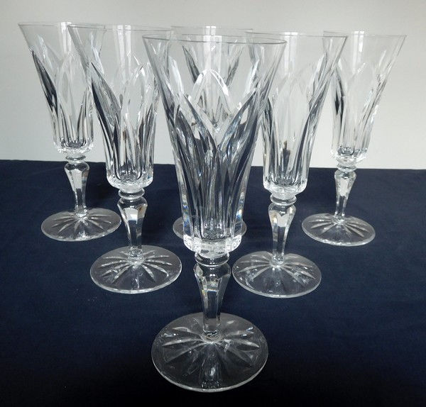 St Louis crystal champagne glass, Camargue pattern - signed