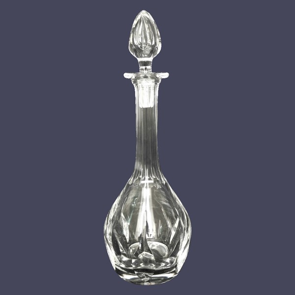St Louis crystal liquor decanter, Cerdagne pattern - signed - 26cm