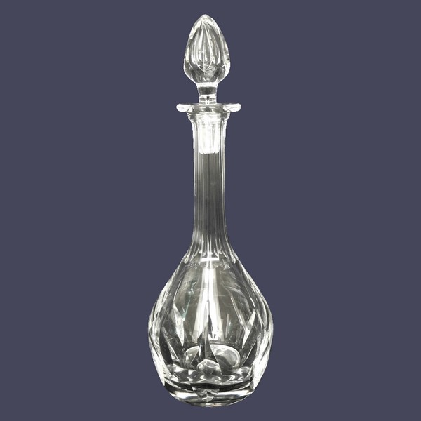 St Louis crystal wine decanter, Cerdagne pattern - signed - 36cm