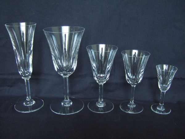 St Louis crystal champagne glass, Cerdagne pattern - signed