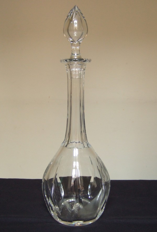 St Louis crystal tall water glass, Cerdagne pattern - signed - 19cm