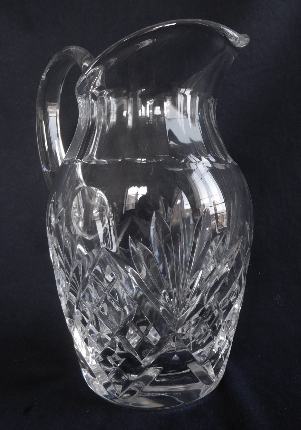 St Louis crystal water pitcher, Chantilly pattern - signed - 35cm