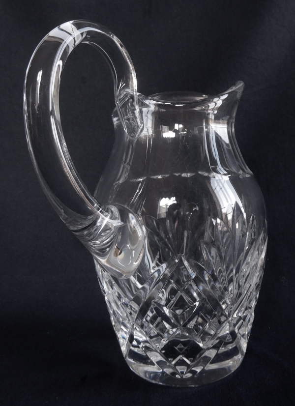 St Louis crystal water pitcher, Chantilly pattern - signed - 35cm