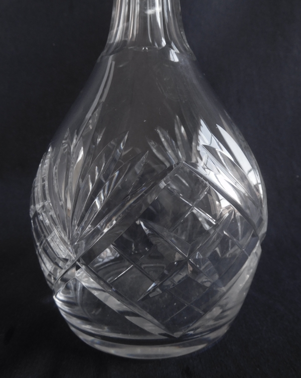 St Louis crystal wine decanter / bottle, Chantilly pattern - signed - 35cm