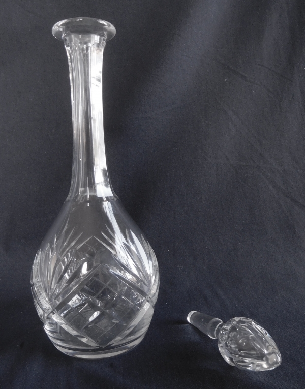 St Louis crystal wine decanter / bottle, Chantilly pattern - signed - 35cm